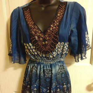 Harlow zee blue beaded tunic sz xs